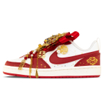 Nike Court Borough Cushioning, Wear Resistant Low top Skateboard Shoes Women's Red Gold BQ5448-119(Team1302-) 39 red