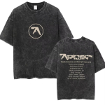 Aphex-Vintage Kahekordselt Pestaud T-s&auml;rk Meestele ja Naistele, Suur Suurus Vabaaja L&uuml;hikeste Varrukatega T-s&auml;rk, Kvaliteetne Puuvillane Retro T-s&auml;rk M black