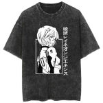 Neon Genesis Evangelion Rei Ayanami Tr&uuml;kitud T-s&auml;rk Meeste ja Naiste Pesemistega T-s&auml;rk K&otilde;rge Kvaliteediga Vintage Puuvillane T-s&auml;rk M black