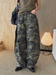 Johnature Kevad Korea stiilis Retro T&ouml;&ouml;riided Camouflage Laiad teksap&uuml;ksid L&otilde;dva l&otilde;ikega Pikad p&uuml;ksid naistele S roheline