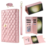 Nahast Crossbody &uuml;mbris Samsung Galaxy S26 + S24 S25 Ultra S23 FE S22 S21 S20 Plus Note 20 10 jaoks, kaelapael, kaarditasku, kaitsekaas For Galaxy S23 Ultra roosa