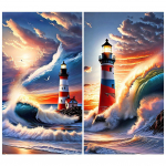 2 tk 5D DIY T&auml;isringikujuline Puurimine Teemantmaalimine Majakas Komplekt Kodu Kaunistus 40x70cm China Mainland