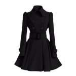 Naiste Villane Mantel Slim Fit Pikk V&ouml;&ouml;tidega Trenchcoat Talvine Soe &Uuml;ler&otilde;ivas Euroopa Stiil M must