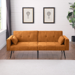 Best Choice Products Polsterdatud Futon Diivanvoodi, Mugav Mooduldiivan Kokkupandav Magamisdiivan 68&Prime; Kangasdiivan Magamiseks Kodus, &Uuml;hiselamusse, Lisaruumi, Kompaktsesse Ruumi. 175 x 71 x 71 cm oranž