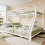 Kaks korrust voodi, 90*200 cm 140*200 cm, piire, astmelaud, EN747 sertifitseeritud, ilma madratsita, metall, valge 204 x 144.5 x 136 cm valge