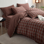 Puuvillane v&auml;rvitud ruuduline tekikott voodilina komplekt - 4 osa Single Duvet Cover 200x230cm