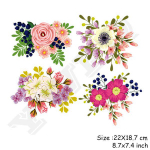 4 tk/partii lilledega T-s&auml;rk Kleidid Kleebised Dekoratsioon Soojus&uuml;lekanne A-tasemel pestavad m&auml;rgid Parches