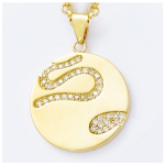 Les Tr&eacute;sors De Lily [H5537] - Pendentif Plaqu&eacute; Or 'D&eacute;esse' blanc dor&eacute; - 25 mm kuld