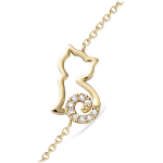 Les Tr&eacute;sors De Lily [N6866] - Bracelet Plaqu&eacute; or 'Chat Silhouette' blanc dor&eacute; - 15x10 mm kuld