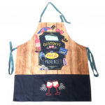 Les Tr&eacute;sors De Lily [N7953] - Tablier cr&eacute;ateur 'Terroir Fran&ccedil;ais' marron marine (L'Ap&eacute;ro bistrot ros&eacute; de Provence) - 80x65 cm sinine