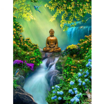 T&auml;ielik 5D Teemantmaaling Kuldse Buddha teemanttikandid Ristpistes Kodukaunistus K&auml;sitsi valmistatud kingitus 25x30cm