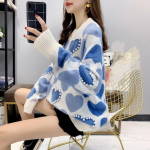 Laisa stiiliga v&auml;lismaise stiiliga avar sviiter naiste korea versiooniga pullover kampsun, v&auml;ike v&auml;rske p&auml;rlmutter S&uuml;gis One Size sinine