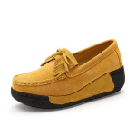 Suvised naiste vabaajajalatsid Seemisnahast Slip-On Flats Platform Loafers 39 kollane