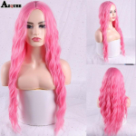 MISS WIG s&uuml;nteetiline must parukas, pikk laineline Cosplay parukas naistele 26-tolline kost&uuml;&uuml;mipeoparukas, pitsivaba kuumakindel