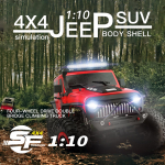 104311 RC Car 2.4G 1/10 4WD Jeep Car SUV Harjatud mootoriga kaugjuhtimispult Maastiku roomikauto punane