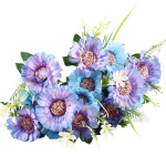 1 kimp, 7 pead, kunstlik taim, kunstlik siidist lillega laua keskosad, simulatsioon lilledega pulmakaunistus sinine