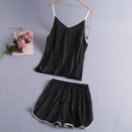 Naiste imitatsiooniga siidist pidžaamad, p&uuml;ksid, kaheosalised lihtsas stiilis pidžaama&uuml;likonnad mugavad koduriided One Size must