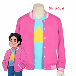 2 tk komplekti Halloweeni peo poiss Universum Steven Universe Kvarts Anime Jakk Kampsun Mantel Sinine T-s&auml;rk Roosa Mantel Cosplay &Uuml;likond S&Steven Universe