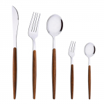 20 tk/5 tk s&ouml;&ouml;gin&otilde;ud roostevabast terasest nuga kahvel lusikas peegel h&otilde;bedane kuldne puidust k&auml;epidemega n&otilde;udepesumasin k&ouml;&ouml;k l&auml;&auml;ne k&ouml;&ouml;gin&otilde;ud 5Pcs-Silver with Wooden Handle
