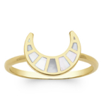 Kullatud s&otilde;rmus 'Luna' valgest kullast (p&auml;rlmutter) - 12x10 mm 58 valge