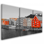 Kolmeosalise pildiga l&otilde;uenditr&uuml;kk Building Sea 60x40 punane