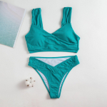 Seksikas naiste ujumistrikoo &uuml;hev&auml;rviline auguriba, laiad rihmad k&otilde;rge v&ouml;&ouml;kohaga stringid bikiinikomplekt rannariiete ujumiskost&uuml;&uuml;mid S must