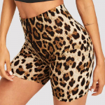 Moodsad Leopardimustrilised naiste l&uuml;hikesed p&uuml;ksid vabaaja ussimustriga Fitness-short naistele m&otilde;eldud k&otilde;rge v&ouml;&ouml;kohaga vabaaja biker l&uuml;hike naisterahvas S leopard