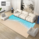 Ranna merelained elutoa vaip 3D maastikuga tr&uuml;kitud p&otilde;randamatt flanell k&auml;sn suur vannitoavaip Dekoratiivne magamistoa vaip pehme 100x150cm 1pcs gray