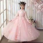 T&uuml;druk Hanfu iidne kost&uuml;&uuml;m lapsed Hiina stiilis v&auml;ikese t&uuml;druku kleit Tang kleit printsessi seelik rahvariided lapsed W roosa
