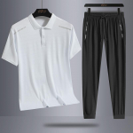 L&uuml;hikeste varrukatega T-s&auml;rk L&uuml;hikesed p&uuml;ksid J&auml;&auml;polo komplekt Kaheosaline Meeste suvine kaheosaline komplekt L valge