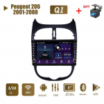 Peugeot 206 2001-2008 jaoks koos nupu nupuga Android autoraadio multimeediumipleier Navigatsioon stereo GPS 2 Din 1+16GB 1+16GB