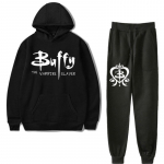 Uus mood meeste naiste dressid Buffy The Vampire Slayer Print Casual kapuuts ja p&uuml;ksid 2tk Komplektid S&uuml;giskevad meeste riided S