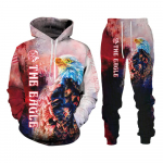 Trend Animal The Eagle 3D prinditud meeste dressikomplektid vabaaja kapuuts ja p&uuml;ksid 2 tk Komplektid &uuml;lisuur pullover Mood meeste r&otilde;ivad 3XL