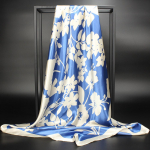 Kvaliteetsed luksuslikud siidist sallid peapael Sallid kaelasall naistele kett siidist sall naiste dekoratiivne sall 90*90cm（tudung-satin） sinine