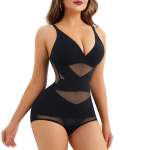 Seksikas V-kaelusega rinnahoidja kehakost&uuml;&uuml;m Naiste Tummy Control Jumpsuit Topid Taljetreening, kogu keha kujundav tagumik t&otilde;stev p&uuml;ksid Trikoop&uuml;ksid. M must