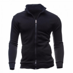 Meeste dressipluus T&otilde;mblukuga Up Stand Collar Hoodie jope Meeste &uuml;hev&auml;rviline kardigan M must