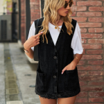 Denim Vest Vest Denim Varrukateta Vest Naine S must
