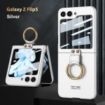 Luksuslik &uuml;mbris Samsung Galaxy Z Flip 5 r&otilde;ngaga telefoni&uuml;mbrisele Samsung Galaxy Z Flip 5 l&ouml;&ouml;gikindel kate Galaxy Z Flip 5 kaamera kaitse&uuml;mbrisele galaxy z flip 5 valge