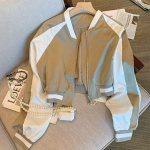 Vintage k&auml;rbitud Bomber-jakk Naiste Korea moe l&uuml;hikesed jakid T&auml;navar&otilde;ivad Spordimantlid Harajuku stiilis &uuml;ler&otilde;ivad M khaki