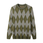 Meeste retrokampsun Argyle pikkade varrukatega Slim Fit Crewneck Pullover kampsun 4XL oranž