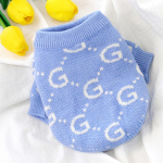 Sinine koera kampsun Loomingulise kirjaga kutsikas kootud kampsun lemmikloomade s&uuml;gis/talvised r&otilde;ivad m&auml;ngukaru, soe pullover Bichon, pehmed koduriided XS sinine