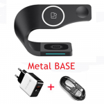 Est multifunktsionaalne juhtmevaba laadija Qi telefonialus, 3-&uuml;hes juhtmevaba laadija Magsafe'i aluse jaoks Metal Base EU Plug3