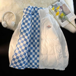 P&ouml;&ouml;ratav ruuduline mantel naiste kaelusega lahtine jakk S valge