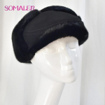 SOMALER mustad tervest naaritsakarvast m&uuml;tsid meestele Talvised soojad k&otilde;rvaklapid Trapper m&uuml;tsid Kaelasoojendaja piloodim&uuml;ts S must