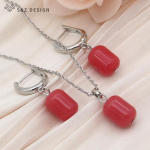 Moodne roosa kullav&auml;rvi ristk&uuml;lik helendav kivist tilkk&otilde;rvar&otilde;ngad ehtekomplektid naistele t&uuml;drukute peokaelakee