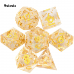 7 tk kollane kuldne number terava servaga vaigust t&auml;ringud mitmetahulised t&auml;ringud, mis sobivad rollim&auml;nguks RPG lauam&auml;nguks kuld