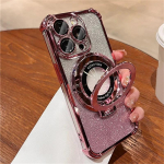 iPhone 15 Pro Max Luxury Plating Magsafe Magnetic Stand Flash telefoni&uuml;mbris jaoks iPhone 11 12 13 14 15 16 Pro objektiivi kaitsekate iPhone 11
