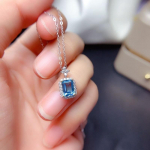 POMOiii ristk&uuml;likukujuline simulatsioon meresinine topaasv&auml;rv, &otilde;rn rangluukett, lihtne kristallist kaelakee naistele pulmaehted