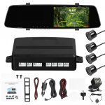 1080P DVR armatuurkaamera koos 4 parkimisanduriga tagurpidi radariga eesmine ja tagumine kahe kaameraga juhtimine valge