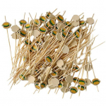 Kasulik toidukvaliteediga korjamine Burrivaba multifilm Hamburgeri mustriga puuviljakook Bambusest kahvel Koduvaru Toidukahvel kollane